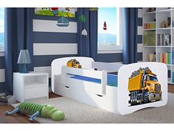 KOCOT KIDS Lit babydreams 2 Blanc Camion: Tiroir, Matelas, Barrière de sécurité Inclus Jour, Bois d'ingénierie, 1 Personne