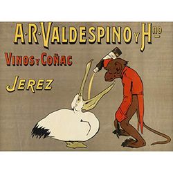 Champenois Valdespino Sherry Monkey Pelican Advert Large Print Poster Wall Art Decor Picture