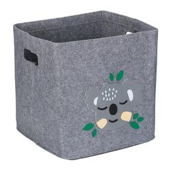Relaxdays Cesta Almacenaje Infantil, Caja Bebé, Ropa, Tela, Plegable, 33x33x33cm, Diseño Oso Koala, Gris