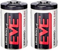 EVE, batteria ER14250, al litio e bicloruro di tionile, misura 1/2 AA, 3,6 V, 1200 mAh, data di produzione gennaio 2018 (Confezione da 2)