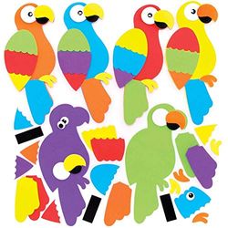 Baker Ross FE118 Parrot Mix & Match Magnet Kits - Pack of 8, Magnets for Kids, Fridge Magnet for Children, Make Your Own Magnets Craft Kit