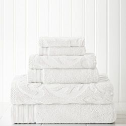 Amrapur Overseas Modern Threads - Juego de 6 Toallas de algodón Peinado de 500 g/m², Color Blanco