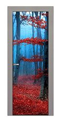 decoralive – bild för dörr skog, röd/blå 73,00 x 211,00 x 0,05 cm färgglad