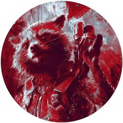 Komar Marvel DOT DD1-052 Round and Self-Adhesive Fleece Photo Wallpaper - Avengers Painting Rocket Raccoon - Diameter 125 cm - Children's Room Wall Tattoo