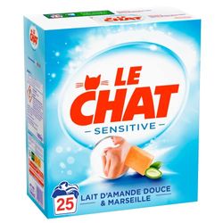 Le Chat Sensitive – 25 Lavages (1.625kg) – Lessive Hypoallergénique en Poudre Savon de Marseille & Lait d'amande Douce