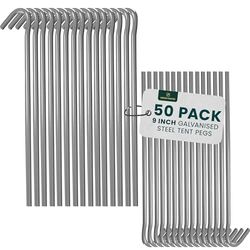 Green Haven Picchetti per tenda resistenti, confezione da 50 picchetti da 22,9 cm, in acciaio zincato, resistenti alla ruggine, per campeggio, gazebo, escursioni e attività all'aperto