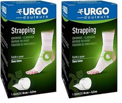 Urgo - Strapping - Bande élastique adhésive - Contention/Fixation de pansements - 1 bande 2,5mx8cm (Lot de 2)
