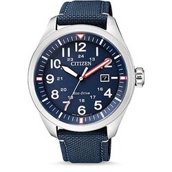 Citizen Aviator analoog kwartshorloge voor heren, met nylon armband, blauw, Armband