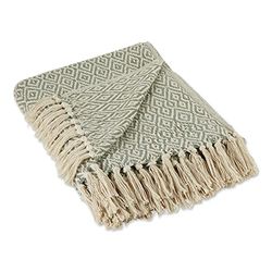 DII Rustic Farmhouse Double Diamond Woven Throw, 50x60, Artichoke Green
