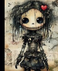 College Ruled Notebook: Creepy Gothic Doll Vintage Composition Book