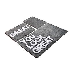 Set mat set (3-delig) grijs met spreuk