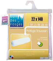 Nuit Des Vosges 2072822 Aubin Protetor de almofada cilíndrica aberto elástico absorvente de pelúcia/algodão branco 22 x 140 cm