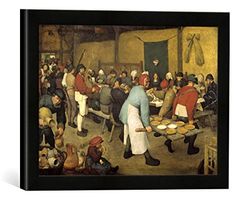 Ingelijste foto van Pieter Bruegel van de oude "Boerenbruiloft", kunstdruk in hoogwaardige handgemaakte fotolijst, 40x30 cm, mat zwart