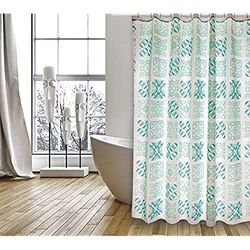 MSV Rideau de Douche Polyester Sintra 180x200cm QUALITÉ Premium Turquoise - Anneaux Inclus