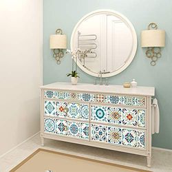 Ambiance Sticker Self-Adhesive Furniture and Tables Tile Stickers for Kitchen and Living Room Decoration Neo - Pack of 60 Stickers of 15 x 15 cm