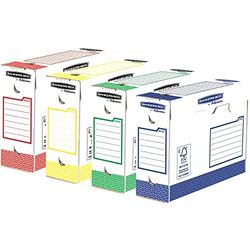 BANKERS BOX 4474501 - Scatola per archivio Heavy Duty A4 + 100 mm, confezione da 8 pezzi, multicolore, 9,5 x 24,4 x 33 cm