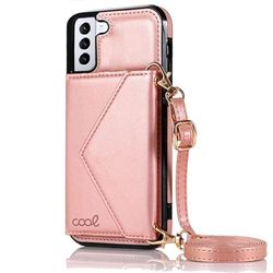 Cool beschermhoes voor Samsung G996 Galaxy S21 Plus hanger portemonnee roze
