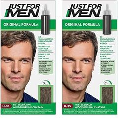 Just For Men Gel Colorant, Teinture Cheveux Châtain, Coloration Cheveux Homme, Couvre Les Cheveux Blancs Et Restaure La Couleur D'Origine Pour Un Résultat Naturel, Rapide Et Facile, H35 (Lot de 2)
