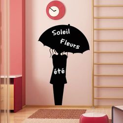 Ambiance Sticker Lavagna in ardesia - Adesivi da parete adesivi cancellabili, da donna con un ombrello, altezza 165 x larghezza 105 cm