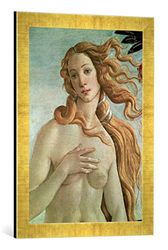 Ingelijste afbeelding van Sandro Botticelli "Venus, detail van The Birth of Venus, c.1485 (detail of 412)", kunstdruk in hoogwaardige handgemaakte fotolijst, 40x60 cm, goud raya