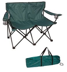 Trademark Innovations Marca inovações 31,5" H Loveseat estilo duplo campismo cadeira com moldura de aço, verde escuro
