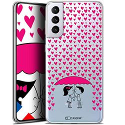 Caseink fodral för Samsung Galaxy S21 Plus (6.7) [Gel HD-mönster tryckt i Frankrike kärlek Saint Valentine kollektion kärlek regn design - mjuk - ultratunn]