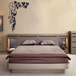 Stickers Branche Fleurie - Turquoise, L 120cm x H 180cm