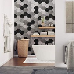 Stickers adhésifs carrelages hexagones | Sticker Autocollant Carreaux de Ciment - Mosaïque carrelage Mural Salle de Bain et Cuisine | Carreaux de Ciment adhésif Mural - azulejos 10 x 9 cm - 28 pièces