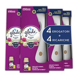 Glade Automatic Spray Parfum pour Environnements Base avec Recharge Parfum Relaxing Zen, 4 Distributeur + 4 Recharge 269 ml