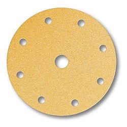 Mirka Gold universellt sandpapper sliprondeller Ø 150mm / Kardborreband / 9-hål / P60 / 50 st/För slipning av gips, spackel, spånskivor, trä, lack