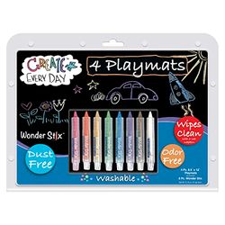 The Pencil Grip TPG-36612 - Juego de tapetes para jugar (21,6 x 30,5 cm, incluye 4 manteles individuales de pizarra negra y 8 piezas Wonder Stix)