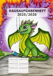 Hausaufgabenheft 2025/2026 Grundschule Drachen im Mondlicht | Schulplaner/Terminkalender für Kinder für mehr Selbstständigkeit ab der 1. Klasse mit vielen Lernhilfen