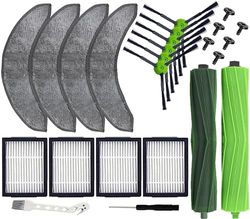 Vervangende onderdelen compatibel met iRobot Roomba Combo j7+/Plus robotstofzuiger, 1 set rubberen borstels met meerdere oppervlakken, 4 dweilpads + 4 HEPA-filters + 6 zijborstels