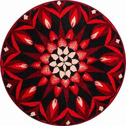Grund Bath Mat, Ultra Soft and Absorbent, Anti Slip, 5 Years Warranty, COGNITION, Mandala 60 cm Round, Red