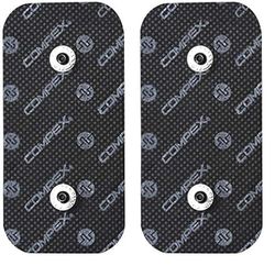 Compex Electrodos I 2 electrodos Negros 5x10 cm Doble Snap para electroestimuladores I Compatible con electroestimuladores Cable e inalámbricos (Paquete de 2)