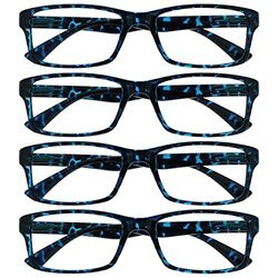 OPULIZE The Reading Glasses Company Blue Tortoiseshell Readers Value 4 Pack Mens Womens UVR4092BL +3.00