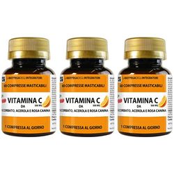 Vitamina C da Ascorbato Di Sodio Acerola e Rosa Canina 180 Compresse Masticabili 1 al dì | Senza Glutine e Lattosio | Meno Acida | Assorbimento più rapido | non di origine animale | 500 mg