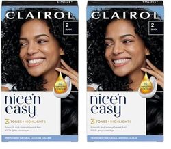 Clairol Nice'n Easy Crème Permanent Hair Dye, 2 Black, 240g (Pack of 2)