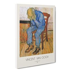 At Eternitys Gate With Border By Vincent Van Gogh Classic Painting Canvas Wall Art Print Ready to Hang, Framed Picture for Living Room Bedroom Home Office Décor, 20x14 Inch (50x35 cm)