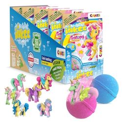 INKEE Surprise Pack 5 Galupy Unicorn Bath Bombs for Kids: 3D Figure, Caramel Scent, Children's Bath Bomb