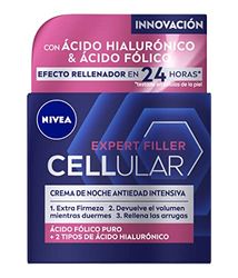 NIVEA Hyaluron Cellular Expert Filler Night Cream (1 x 50ml) Anti-Wrinkle Cream with hyaluronic Acid and folic Acid, Anti-Aging Cream with Filling Effect Within 24 Hours