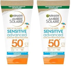 Garnier Ambre Solaire Baby in the Shade Ultra-Soft Sun Cream SPF50 50ml, Travel friendly (Pack of 2)
