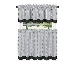 Achim Home Furnishings Westport - Set mantovana e mantovana, 58 x 24/58 x 14, colore: Nero/Bianco