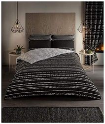 GC GAVENO CAVAILIA Luxurious Printed Duvet Cover, Easy Care Soft & Cosy Reversible Quilt Bedding Set with Pillowcase, Polycotton, SEB Stripe-Black, King