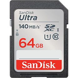 SanDisk 64GB Ultra SDXC Card, SD Card, Memory Card With Up To 140 MB/s Read Speeds, For Entry Level And Mid-range Compact Camera's, Full HD Video, UHS-I, Class 10, U1