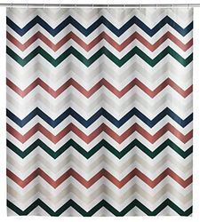WENKO Agropoli shower curtain, curtain made of environmentally friendly, recyclable plastic film (PEVA), shower and bathtub, waterproof, 180 x 200 cm, incl. 12 white curtain rings, multi-coloured