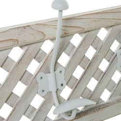 PERCHERO MADERA C/3 GANCHOS CE RAMICA BLANCA Y ADORNOS METAL