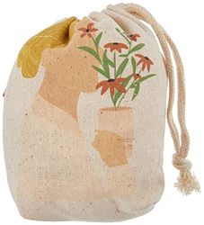 Bonamaison Impreso Algodón Bolsas con Cordón, Bolsa con Cordel para el Hogar y el Almacenamiento de Verduras, Bolso de Compras, Plegable, Ecologica, Reutilizables, Tamaño: 12x15 Cm