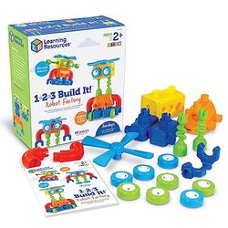 Learning Resources 1-2-3 Robot Factory Age 2+, Fine Motor Toy, Robot Building Set, Ages 2+