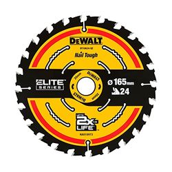 DeWalt DT10624-QZ Lame de Scie Circulaire 165 X 20 X 24T, Jaune/Noir